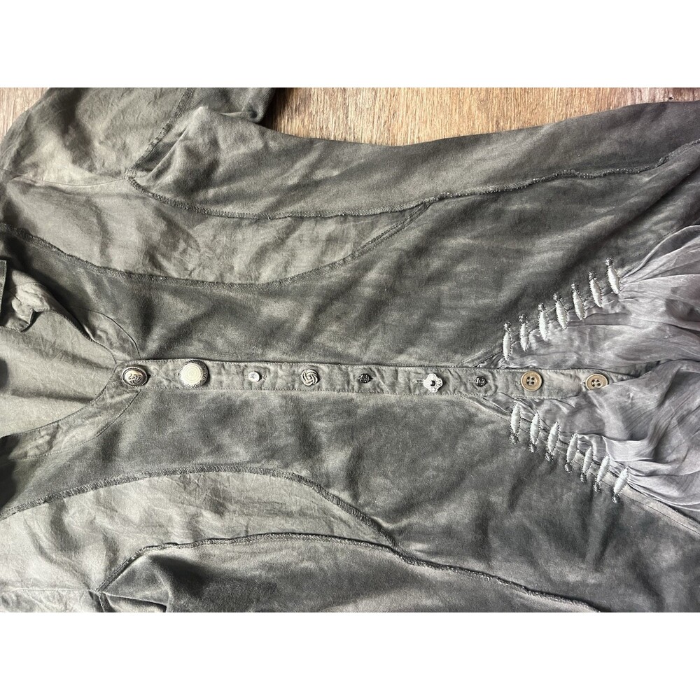 Parsley And Sage Gray Ruched Art To Wear Top Lagenlook Women’s M Buttons Fall - Picture 14 of 16